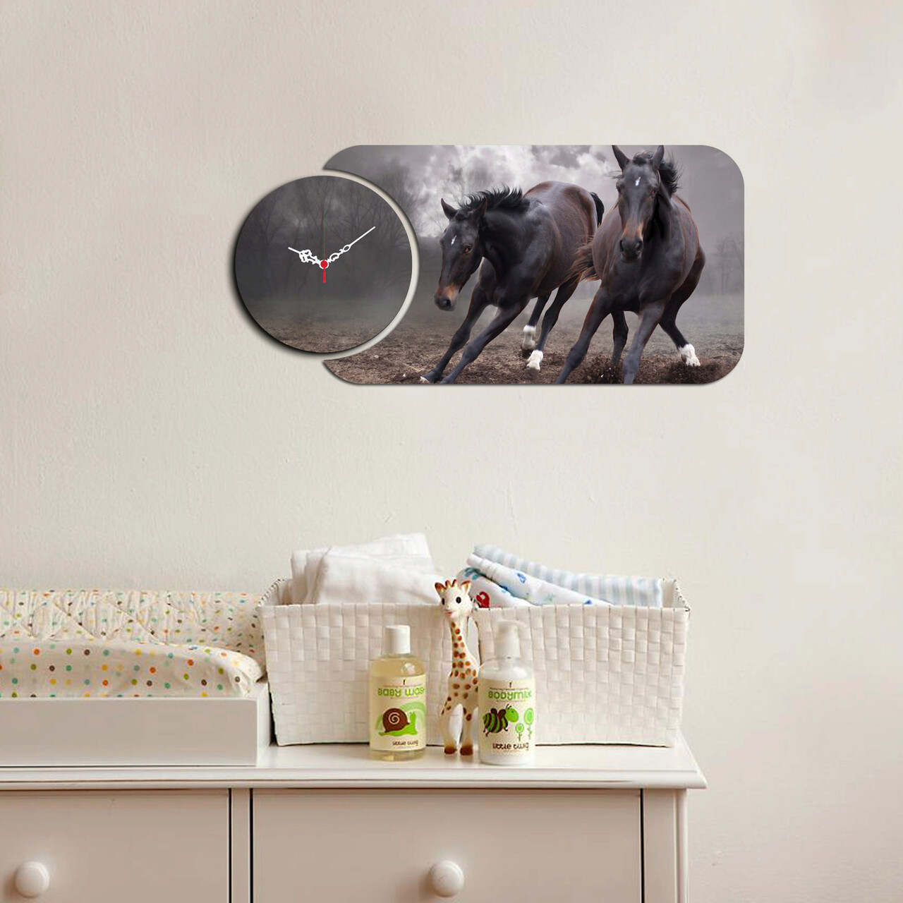 Ceas de perete, YMS-76, Dimensiune: 68 x 32 cm, Multicolor - imagine 3